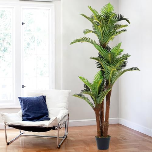 INMOZATA Artificial Plants 5FT/150cm Fake Palm TreeLarge Artificial Trees Outdoor and Indoor Faux Phoenix Fern for Garden Front Door Decoration