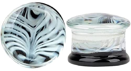 Epinki Piercing Schmuck, 2 Stück Tunnel Dehnstab Set 8mm, Glas Piercing Ohrringe Expander Stretching Schwarz Ohrringe Mädchen Rock für Unisex