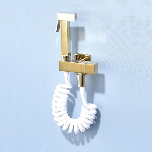 BOSHYUM Douchette de Toilette Portable, douchette de Toilette, pulvérisateur de Bidet, Pistolet à Eau rehausseur de Compagnon de Toilette en cuivre