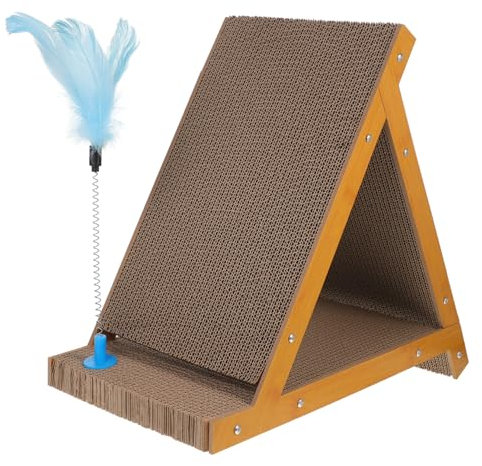 ORFOFE Cat Scratch Pad Triangular Scratching Board Für Katzen Robuster Wiederverwendbarer Kratzbrett Mit Abnehmbarem Katzenspielzeug Und Stabiler Konstruktion Für Innenräume