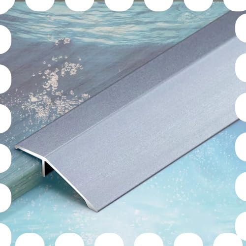 QSPNVFB Übergangsschiene Reducer Aluminium Bodenübergangsstreifen Rollstuhlrampe Türschwelle Abdeckleisten MetallKantenleiste Für Laminat Parkett Fliesen(Grey)