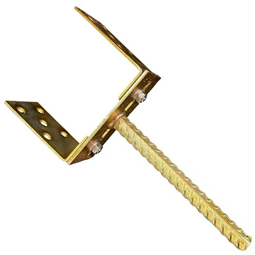 HAFD Adjustable U-Type Gold Fence Post Support 4mm Thick Galvanised Steel, Max 150mm Width, For 2inch / 3inch / 4inch / 6inch Posts, Heavy-Duty Anchor for Fencing and Pergola Posts, Pack of 1
