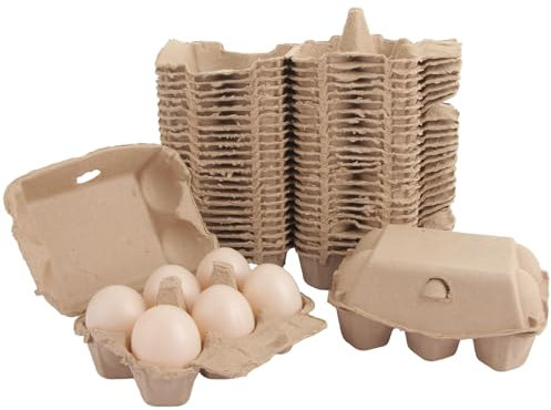 GBACHOOSE 50 Pcs Egg Boxes, Cardboard Egg Boxes Holder 6 Eggs, Recyclable and Biodegradable Traditional Fibre Egg Box for Farm, Home Storing Eggs