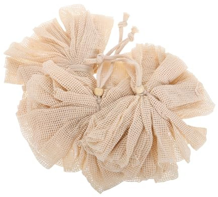 Healeved 3pcs Facial Cleansing Net Exfoliating Soap Bag for Shower Foaming Soap Bag Natural Sisal Material Body Wash Sponge Pad