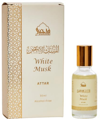 White Musk Attar Oil by Dukhni | 30ml roll on Perfume | Islamic Gifts | Pure White Musk Perfume Oil | Long Lasting musky attar roll on for Everyday wear | Travel Size itar for Men & Women