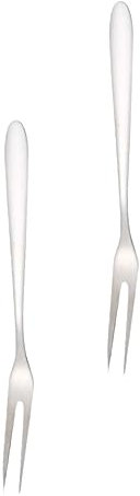 ABOOFAN Fourchette à Fruits En Acier Inoxydable 2 Pièces, Petite Taille, Double Denture, Ustensile Cuisine Résistant, Utilisable Pour Desserts Et Apéritifs