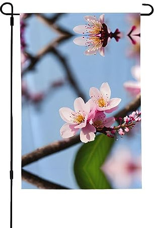 1 drapeau de jardin double face en fleur de prunier de qualité supérieure 71,1 x 101,6 cm pour décorations de jardin et présentoirs de terrasse