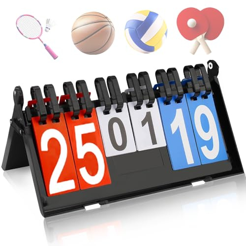 Tronisky 6 Digit Portable Flip Scoreboard, Waterproof Tabletop Score Board, Plastic Flipper Board for Sports Competition Football Basketball Tennis Rugby Table Tennis Badminton Score Keeper
