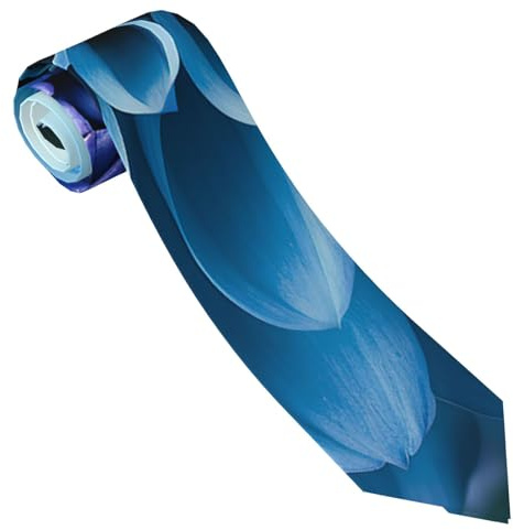 LHDGBWC Cravate classique tendance en soie pour homme avec fleur de dahlia bleue - Cravates pour homme - Occasion formelle - Cravates professionnelles - Noir, taille unique