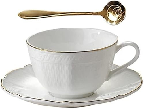Set di Tazze da tè e caffè in Ceramica Bone China, Tazza da caffè/Tazza da tè in Porcellana Bianca, 7,4 oz/220 ml