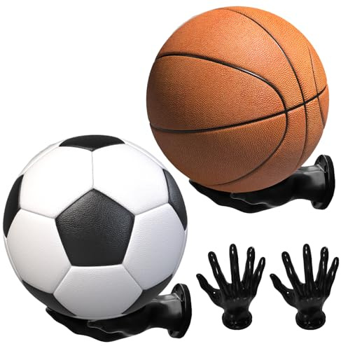 WIYETY 2 stycken palmformade vägghållare för basketbollar, vägghållare för basketboll, kreativ dekoration för fotboll och basket, svart