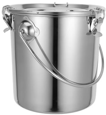 Warmhm Stainless Steel Sealed Milk and Oil Bucket 20x20cm Thick Portable Storage Container with Handle for Home Use