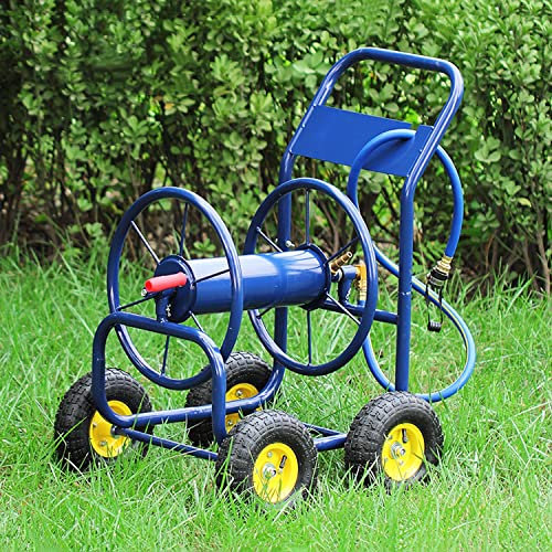 Industrieller Schlauchwagen, Hochleistungs-Schlauchwagen mit 4 Vollrädern, für eine Schlauchkapazität von 100 Fuß und 1,2/1,9 cm Innendurchmesser für Gärten und Höfe,A
