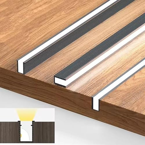 CAODAI 6 * 9mm LED Cabinet Light Strip Ultra-Thin Silicone Aluminum Profile Wardrobe Showcase Built-in Recessed Hidden Layer Shelf Lamp Without LED Strip Customized Length Quantity (3, Length: 60cm)