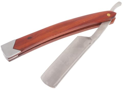 KAILIKETIY Holzgriff Manuelles Rasiermesser Aus Edelstahl Gerades Rasiermesser Für Herren Tragbarer Bartschneider Für Friseursalon Und Zuhause Sicheres Faltbares Design