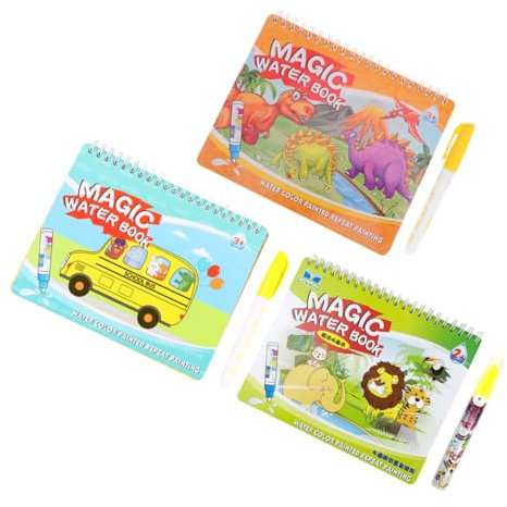 Supvox 3stücke Wasserbuch Mit Wiederverwendbarem Malbuch Und Stiften Für Junge Mädchen Graffiti-buch Mit Auto Und Dinosauriermotiven Zum Malen Mit Wasser