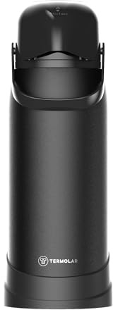 Termolar R-Evolution Thermal Coffee Carafe, 64.2 oz, Black Stainless Steel, 12 Hour Hot/24 Hour Cold Retention, Pump Dispenser | Coffee Dispenser Thermal with Pump
