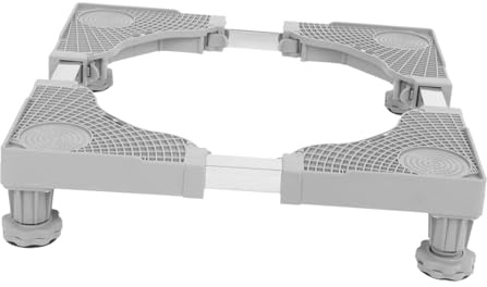 Base Ajustable para Lavadora Ruedas y Freno, 4 Patas | Soporte Multifuncional, Estructura de Acero Inoxidable y Plástico, Acabado Gris, Uso para Electrodomésticos