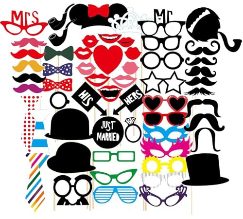 58 Pezzi Photo Booth Props Accessori per Foto Accessori per Feste Photo Booth Props Foto Props per Feste Compleanno Gadget Matrimonio Decorazione di Danza