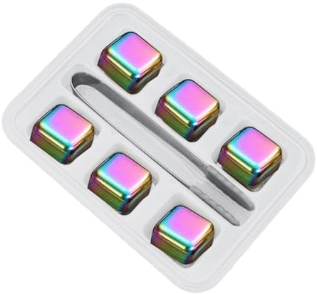 Piedra de enfriamiento reutilizable que no se derrite 4/6/8 con pinzas de acero para mantener las bebidas frías para cócteles, vino, jugos, café, fiesta, juego de piedras