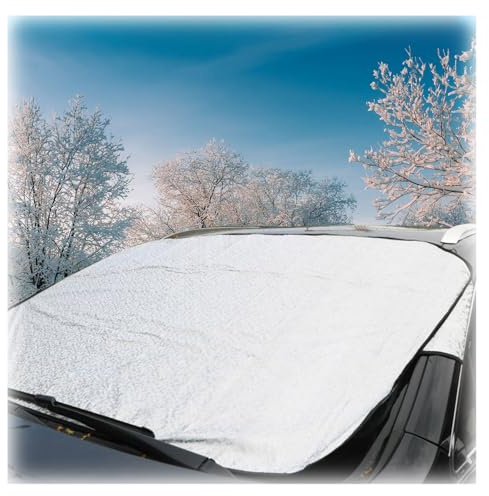 Copri Parabrezza Auto Inverno, Telo Parabrezza Copertura Protezione Antighiaccio Antigelo Antigrandine Antineve Solare Parasole Esterno Copriparabrezza Telo Copriauto per Inverno e Estate, 140 x 95 cm