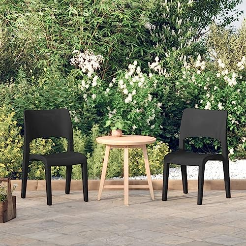 Teenpull Gartenstühle 2er-Set, Polypropylen Anthrazit, 50x51x82 cm, stapelbar, wetterfest, für Outdoor-Essbereich, Terrassenstühle, leichte Gartenmöbel
