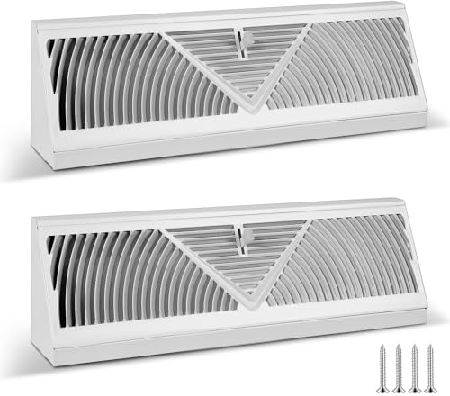 Rejilla de ventilación para zócalo de 15 pulgadas (tamaño de apertura de conducto), 2 cubiertas de ventilación de zócalo para pared del piso del hogar, difusor de flujo de aire ajustable, cubiertas de