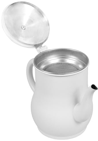 NUOBESTY Botella Dispensadora de Aceite Filtro de Acero Inoxidable, Recipiente para Aceite Usado y Salsa de Soja, Accesorio para Cocina y Restaurante, Capacidad 18 Onzas Blanco