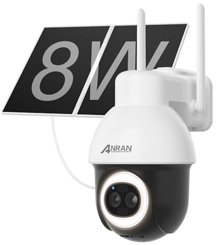 ANRAN 24/7 AOV Überwachungskamera Aussen Solar & Akku mit Auto-Tracking | 8W Solarpanel,18x Zoom,70m KI-Erkennung,5mp+3mp Doppellinse,9000 mAh Akku ,Vollfarb-Nachtsicht,355°PTZ,Kabellos,IP66