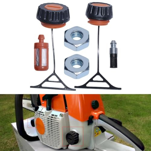 ZYWUOY Tappo olio di ricambio per motoseghe STIHL 020/023/024/025/026/028/029/034/036/038/048 - Kit tappo serbatoio carburante in plastica con dado barra e filtri