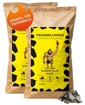 Neandertaler Feuer Tischgrillkohle Holzkohle Grillkohle – 5 kg Grill Kohle für Tischgrill Balkon Dutch Oven Minigrill BBQ | Grillholzkohle Buchenholzkohle Charcoal Barbecues | Restaurant Qualität