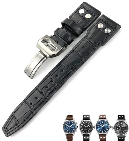 SAAWEE äkta läder kalvläder armband 21 mm 22 mm lämplig för IWC Big PILOT IW5009 IW5103 trådnagel klockarmband, 21mm, Acetat, Ingen ädelsten