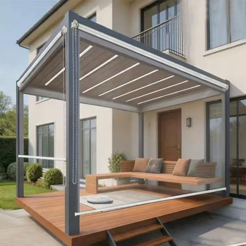 Tenda a Rullo Pvc Trasparente Impermeabile,Tenda Antipioggia per Finestre,Patio,Gazebo Esterni,Tessuto Termoisolante e Oscurante,Tapparella Avvolgibile Facile da Installare (W160xH210cm)