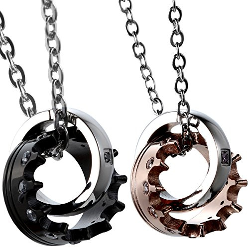 OIDEA 1 Paar(2PCS) Freundschaftsketten mit Anhänger, Krone Ring Edelstahl Partner-Anhänger mit 45cm und 55cm Kette, Halskette Halsband für Damen Herren