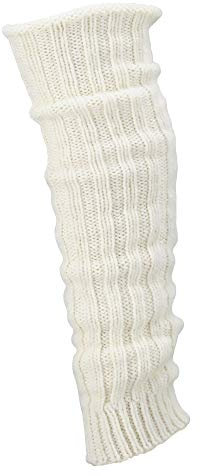 krautwear® Damen Mädchen 1 Paar Beinwärmer Stulpen Legwarmers Grobstrickstulpen mit Alpakawolle Alpaka Flauschig ca. 40cm 80er Schwarz Weiß Grau Beige (wollweiss)