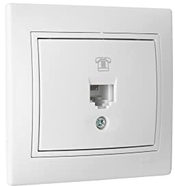 Base per presa elettrica per telefono RJ11 da incasso | Modello Pacific | Colore: bianco