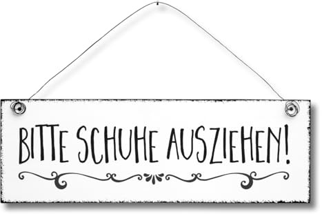 Bitte Schuhe ausziehen - Küche Maritim Anker Dekoschild Türschild Wandschild aus Holz 10x30cm - Holzdeko Holzbild Deko Schild