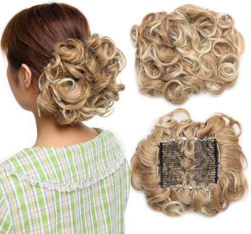 Rich Choices Combs Haarverlängerung Dutt Haarteil Zopf Pferdeschwanz Haarknoten Hepburn-Dutt Haargummi Hochsteckfrisuren Hair Extension Sandbraun bis Bleichmittel Blond