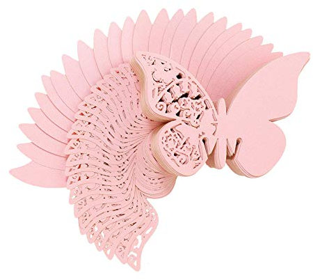 Farfalla Carta di Vetro 100 pz Shimmer Hollow Laser Seat Card per Matrimonio Champagne Vetro Di Vino Partito Favor Tabella Numero Decorazione Rosa