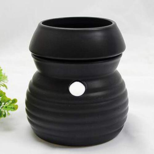Beihaoer Bruciatore per oli essenziali, con cucchiaino per aromaterapia, diffusore di oli in ceramica, per candele e candele (nero)