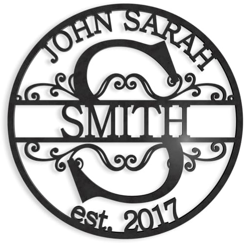 Personalisiertes Monogramm Metall Schild mit Familienname und 2 Vornamen