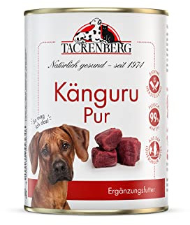 TACKENBERG 6 x 400 g (2,4 kg) Känguru Pur Nassfutter Dose für Hunde - Hundefutter in Premiumqualität - natürlich getreidefrei