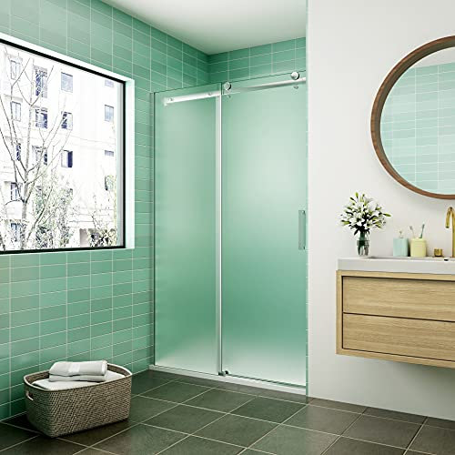 AICA porte de douche coulissante 120x195cm verre sablé installer à gauche en verre anticalcaire
