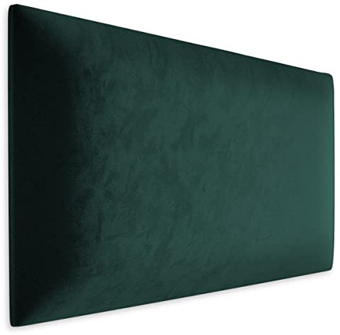 Muralo Wandkissen Gepolstert, Samt, Wandpolster - 50x30 cm, Flaschengrün | Wandpaneel, ideal als Bettkopfteil oder Lendenkissen - für Schlafzimmer und Wohnzimmer, einfache Anbringung mit Montagekleber