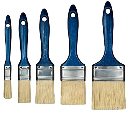 Hardy Lot de 5 Pinceaux 13 Mm 25 Mm 38 Mm 50 Mm 63 Mm Série 06 pour Peindre avec n'importe Quelle Peinture Couverture Précise Poils Synthétiques Manche Profilé Antidérapant, Bleu