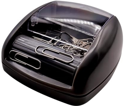 RAYLU PAPER® - Magnetischer Clipsspender für den Schreibtisch, inklusive 20 Clips (schwarz)