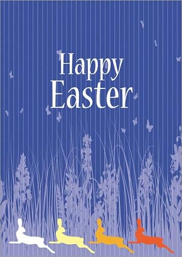 Im 5er Set: Edle Osterkarte mit bunten Osterhasen: Happy Easter