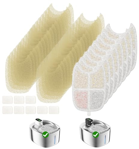Apetdola 8er-Pack Ersatzfilter für FS10PRO, mit 32er-Pack Vorfilterschwämmen und 8 Pumpenfiltern, 6-Schichten-Filter, Trinkbrunnen für Haustiere für 138 FL oz / 4,1L FS10PRO