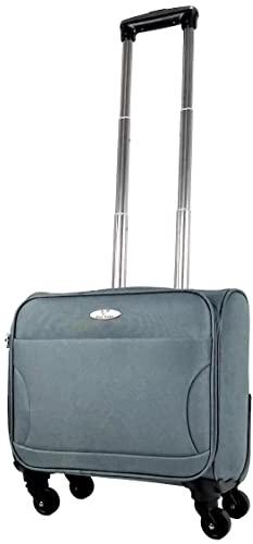S&N Maletin Maleta Trolley Equipaje de Mano con 4 Ruedas giratorias + Compartimiento Comercial piloto Medico Gris