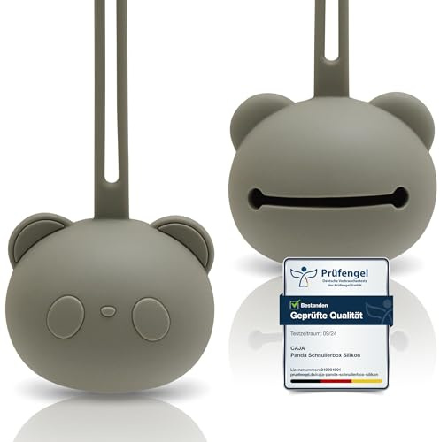 CAJA Schnullerbox Schnulleraufbewahrung aus Silikon BPA frei hygienische Aufbewahrung für Babys und Kleinkinder Panda Design hochwertiges Baby Zubehör Geschenk zur Geburt und Baby Erstausstattung